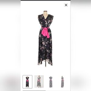 Eliza J Black and Pink Floral Maxi Dress